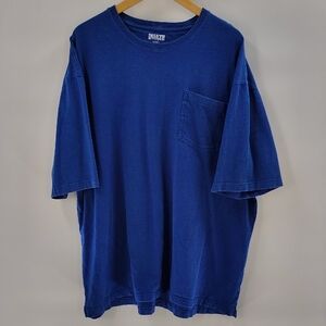 Duluth Trading Co Tee 2XL Relaxed Fit Long Tail Blue With Pocket Short Sleeve